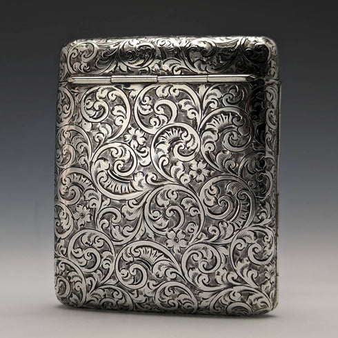 1912 British Antique Sterling Silver Double Hinge Cigarette Case 78g Smith and Bartlam